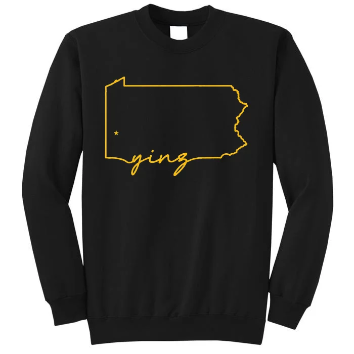 Retro Yinz Pittsburgh PA Home State Outline Tall Sweatshirt