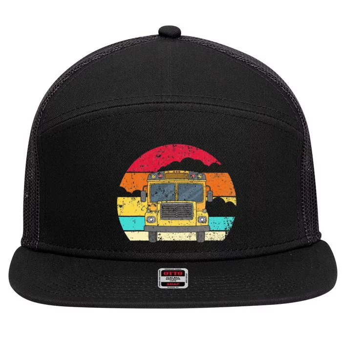 Retro Yellow School Bus For School Bus Driver And Busman 7 Panel Mesh Trucker Snapback Hat