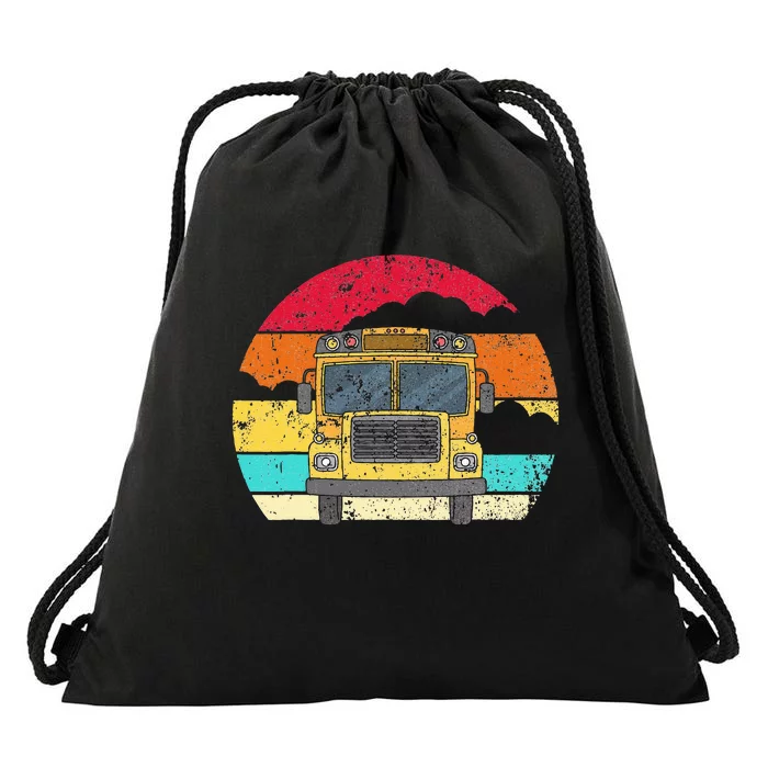 Retro Yellow School Bus For School Bus Driver And Busman Drawstring Bag