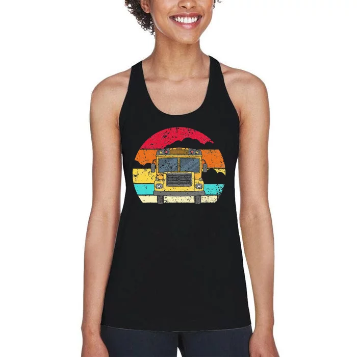 Retro Yellow School Bus For School Bus Driver And Busman Women's Racerback Tank