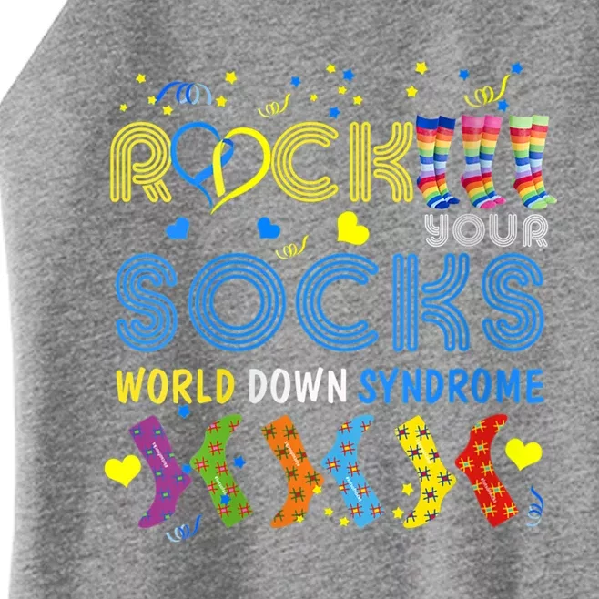 Rock Your Socks Cute 3gift21 Trisomy 21 World Down Syndrome Day Cool Gift Women’s Perfect Tri Rocker Tank