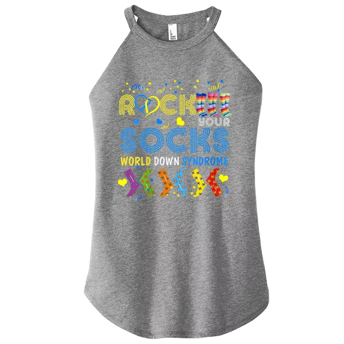 Rock Your Socks Cute 3gift21 Trisomy 21 World Down Syndrome Day Cool Gift Women’s Perfect Tri Rocker Tank