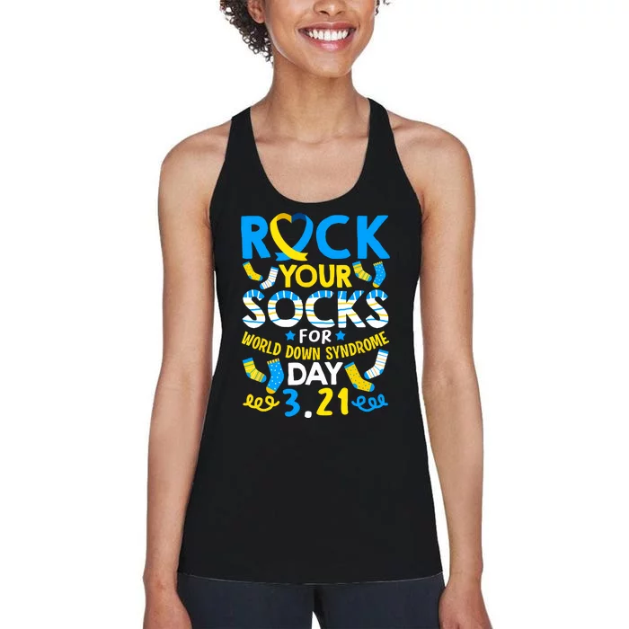 Rock Your Socks Down Syndrome Day Awareness Women's Racerback Tank