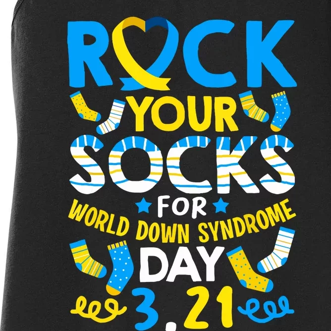 Rock Your Socks Down Syndrome Day Awareness Women's Racerback Tank