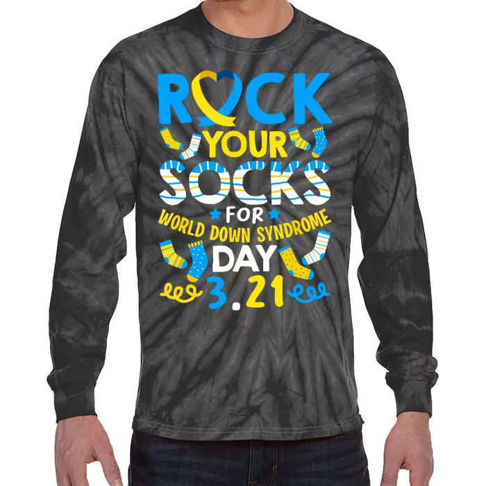 Rock Your Socks Down Syndrome Day Awareness Tie-Dye Long Sleeve Shirt