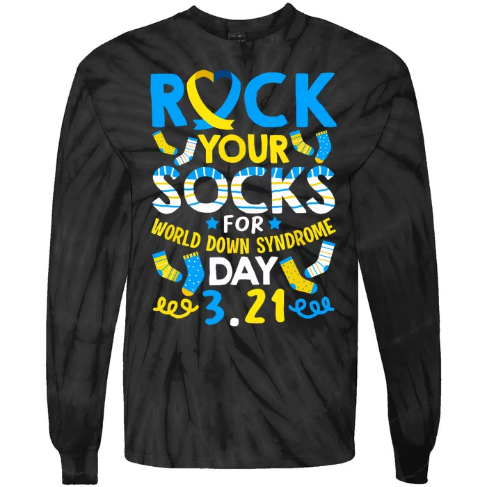 Rock Your Socks Down Syndrome Day Awareness Tie-Dye Long Sleeve Shirt