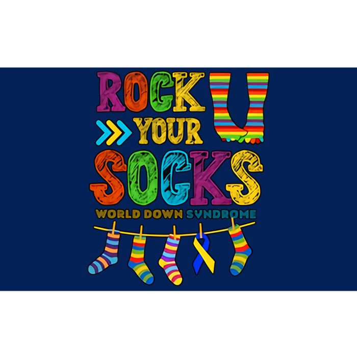 Rock Your Socks World Down Syndrome Day Blue And Yellow Ribbon Bumper Sticker