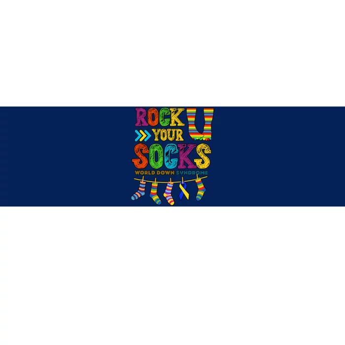 Rock Your Socks World Down Syndrome Day Blue And Yellow Ribbon Bumper Sticker