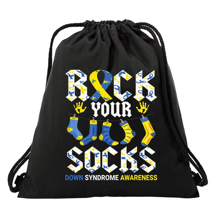 Rock Your Socks Awareness on March 21st Drawstring Bag