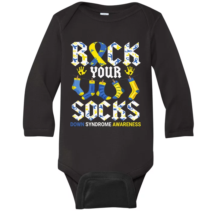 Rock Your Socks Awareness on March 21st Baby Long Sleeve Bodysuit