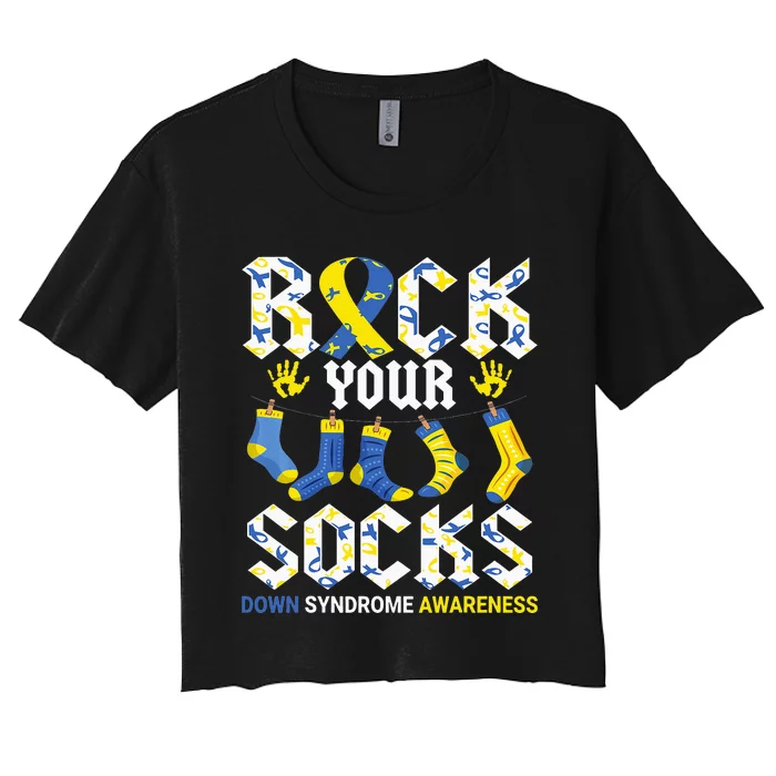 Rock Your Socks Awareness on March 21st Women's Crop Top Tee