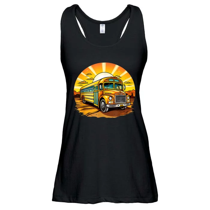 Retro Yellow School Bus Cool Professional Driver Student Ladies Essential Flowy Tank