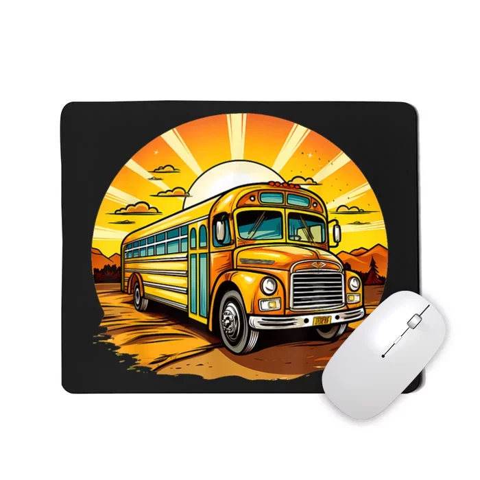 Retro Yellow School Bus Cool Professional Driver Student Mousepad