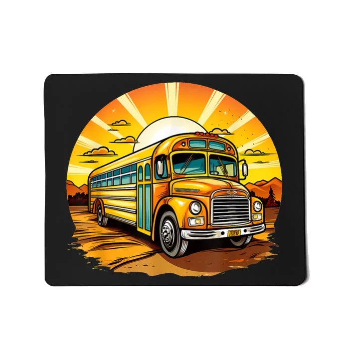 Retro Yellow School Bus Cool Professional Driver Student Mousepad