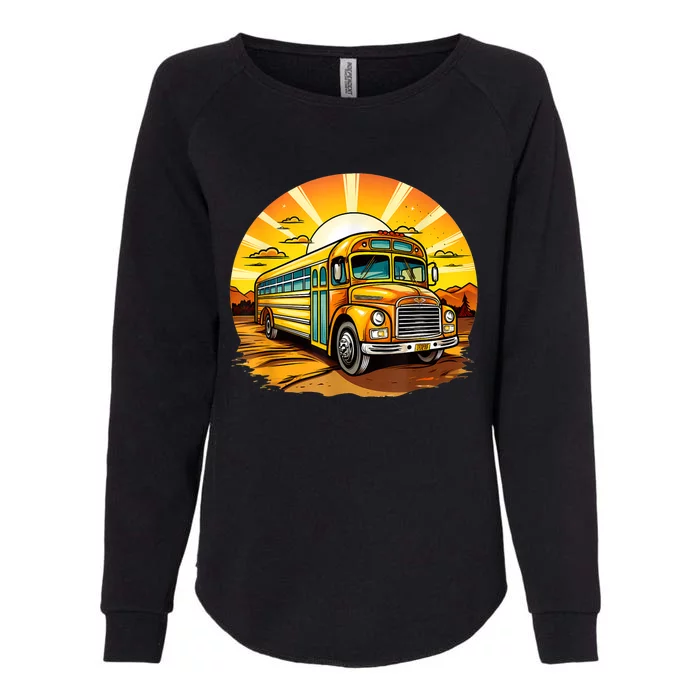 Retro Yellow School Bus Cool Professional Driver Student Womens California Wash Sweatshirt