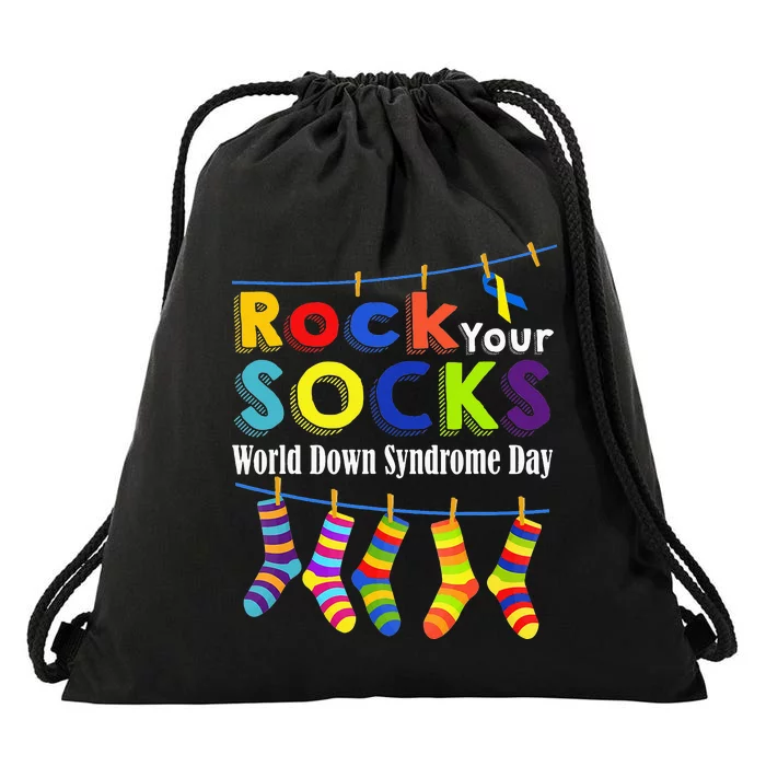 Rock Your Socks Cute 3 21 Trisomy 21 World Down Syndrome Day Drawstring Bag