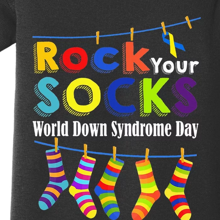 Rock Your Socks Cute 3 21 Trisomy 21 World Down Syndrome Day Baby Bodysuit