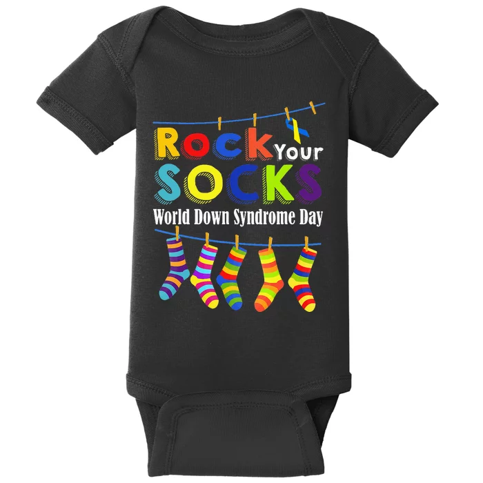 Rock Your Socks Cute 3 21 Trisomy 21 World Down Syndrome Day Baby Bodysuit