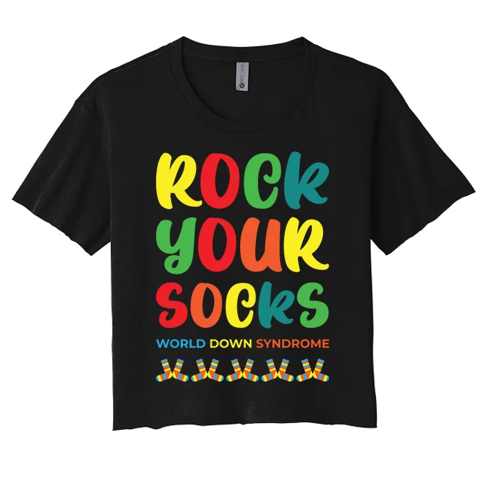 Rock Your Socks Down Syndrome Socks Women Women's Crop Top Tee