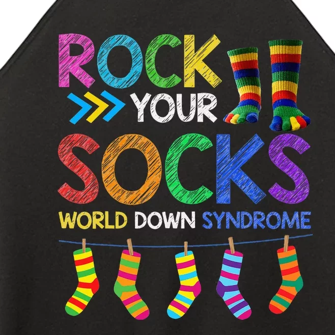 Rock Your Socks World Down Syndrome Day Trisomy 21 Women’s Perfect Tri Rocker Tank