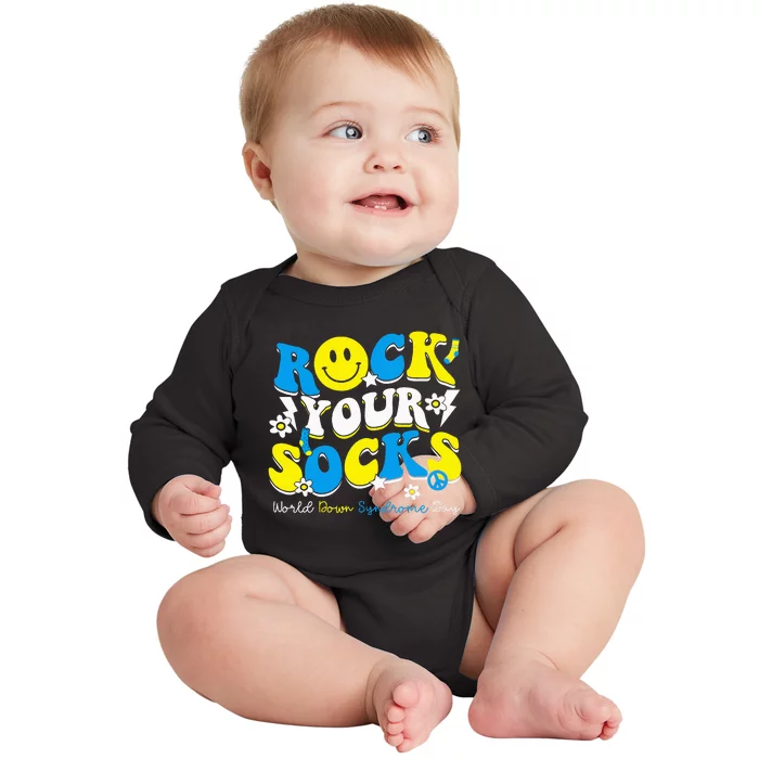 Rock Your Socks World Down Syndrome Awareness Day Baby Long Sleeve Bodysuit