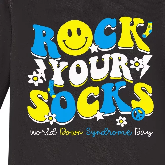 Rock Your Socks World Down Syndrome Awareness Day Baby Long Sleeve Bodysuit