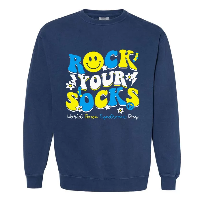 Rock Your Socks World Down Syndrome Awareness Day Garment-Dyed Sweatshirt