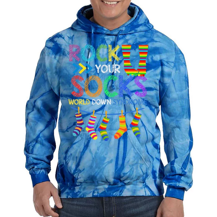 Rock Your Socks Down Syndrome Awareness Teachers Tie Dye Hoodie