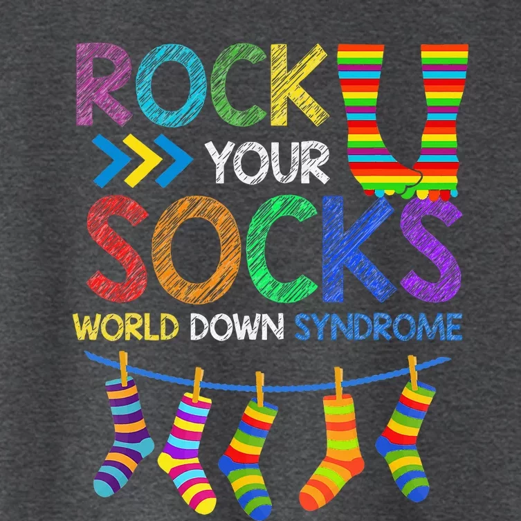 Rock Your Socks Down Syndrome Awareness Teachers Women's Crop Top Tee