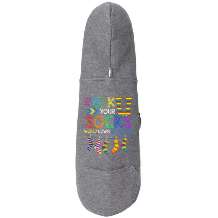 Rock Your Socks Down Syndrome Awareness Teachers Doggie 3-End Fleece Hoodie