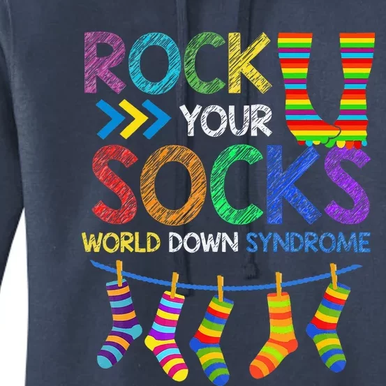 Rock Your Socks Down Syndrome Awareness Teachers Women's Pullover Hoodie