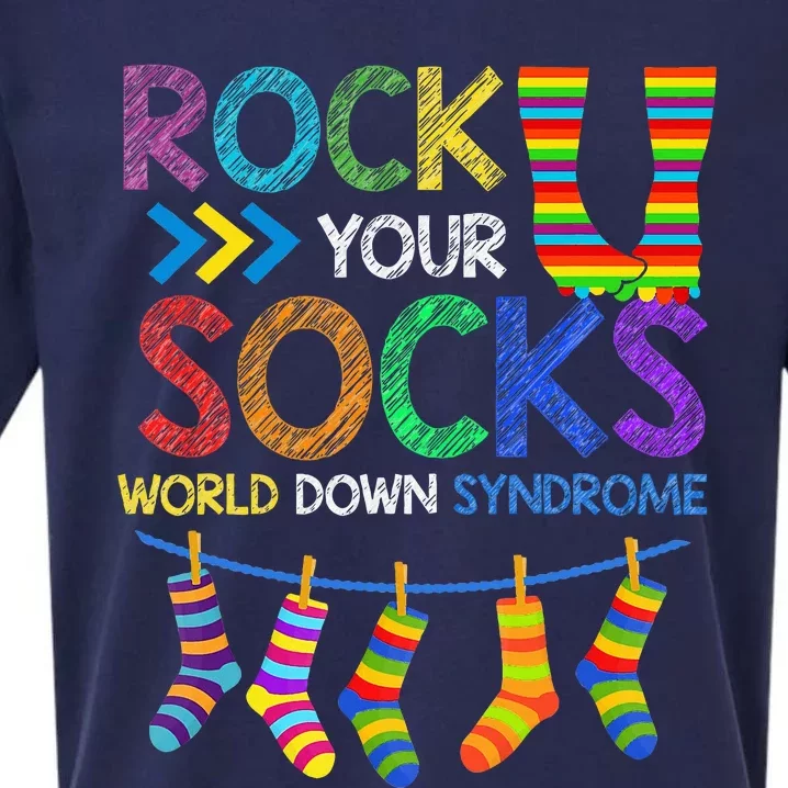 Rock Your Socks Down Syndrome Awareness Teachers Sueded Cloud Jersey T-Shirt