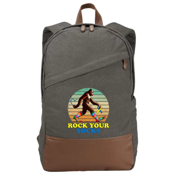 Rock Your Socks Awareness Sasquatch Cotton Canvas Backpack