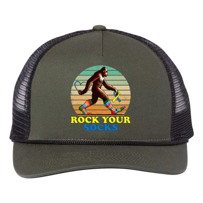 Rock Your Socks Awareness Sasquatch Retro Rope Trucker Hat Cap