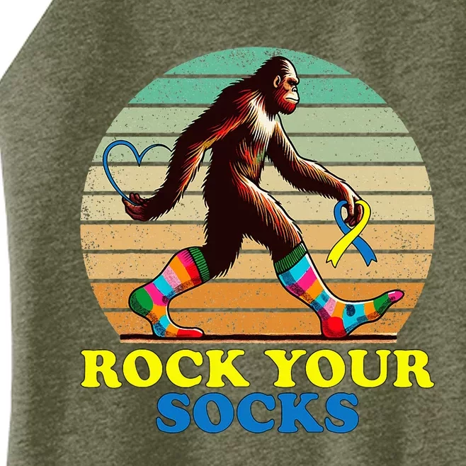 Rock Your Socks Awareness Sasquatch Women’s Perfect Tri Rocker Tank