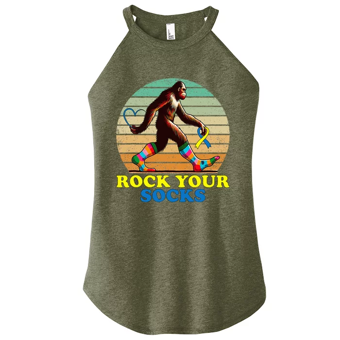 Rock Your Socks Awareness Sasquatch Women’s Perfect Tri Rocker Tank