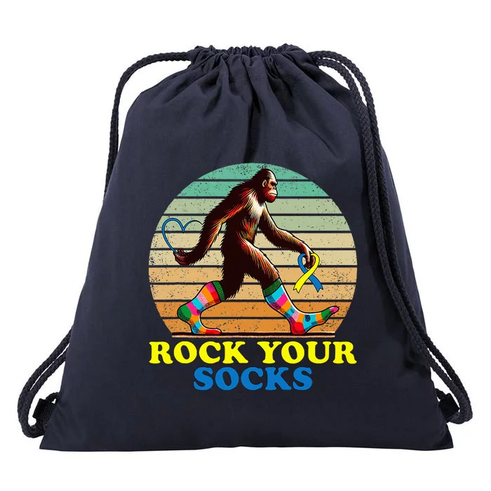 Rock Your Socks Awareness Sasquatch Drawstring Bag