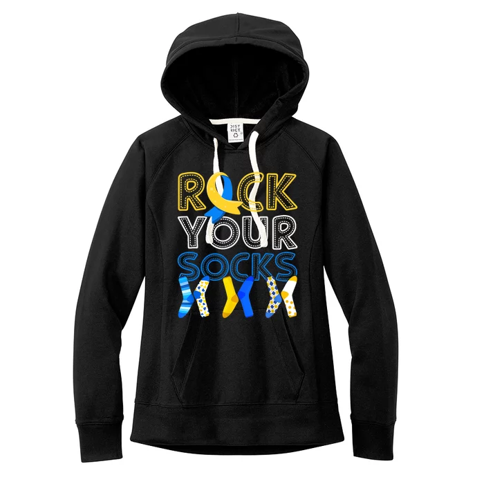 Rock Your Socks Down Syndrome Awareness Women's Fleece Hoodie