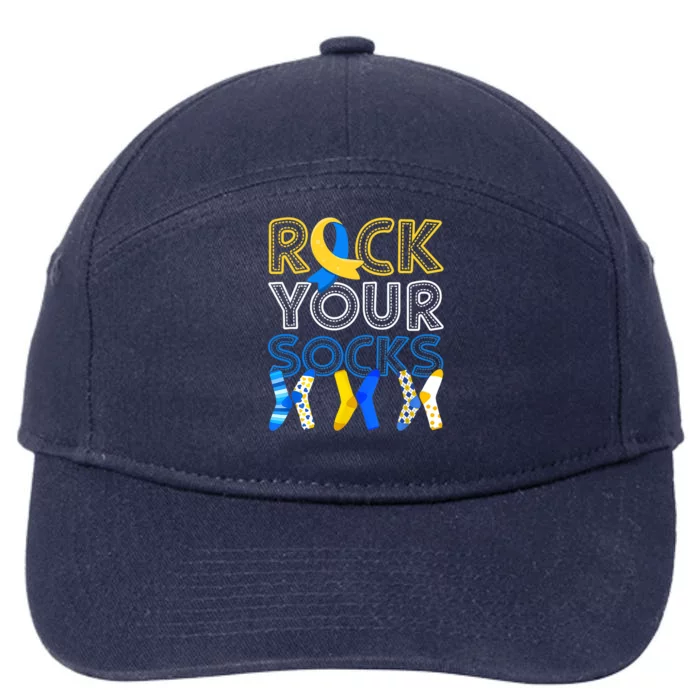 Rock Your Socks Down Syndrome Awareness 7-Panel Snapback Hat