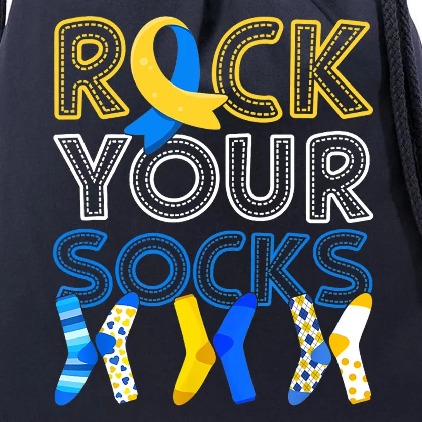 Rock Your Socks Down Syndrome Awareness Drawstring Bag