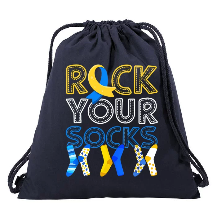 Rock Your Socks Down Syndrome Awareness Drawstring Bag