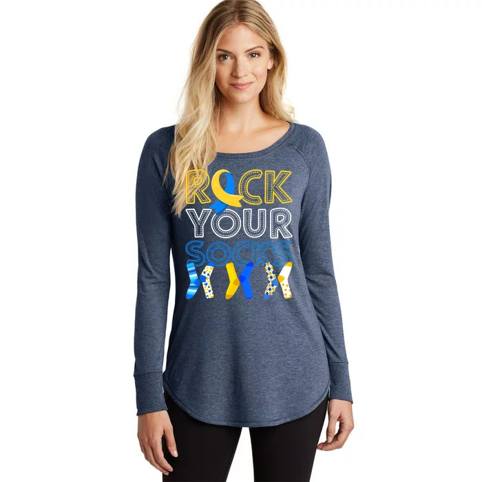 Rock Your Socks Down Syndrome Awareness Women's Perfect Tri Tunic Long Sleeve Shirt