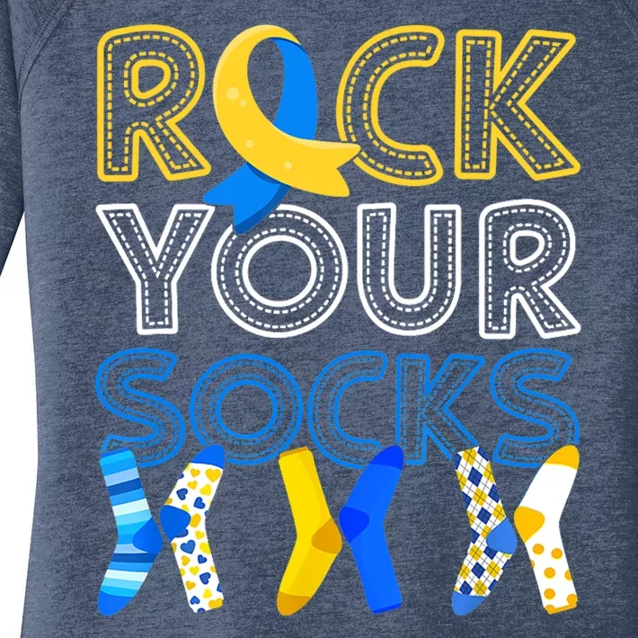 Rock Your Socks Down Syndrome Awareness Women's Perfect Tri Tunic Long Sleeve Shirt