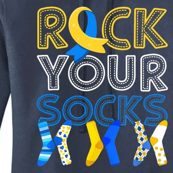 Rock Your Socks Down Syndrome Awareness Women's Pullover Hoodie