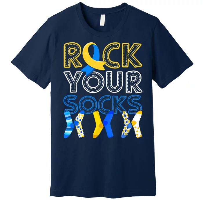 Rock Your Socks Down Syndrome Awareness Premium T-Shirt