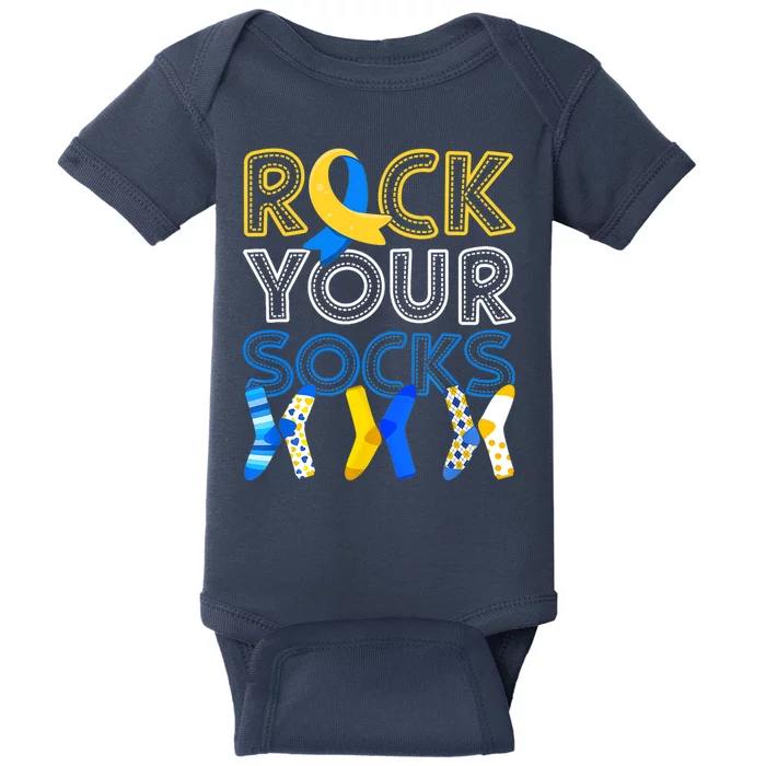 Rock Your Socks Down Syndrome Awareness Baby Bodysuit