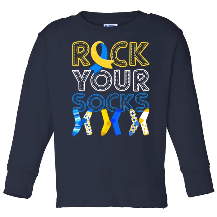 Rock Your Socks Down Syndrome Awareness Toddler Long Sleeve Shirt