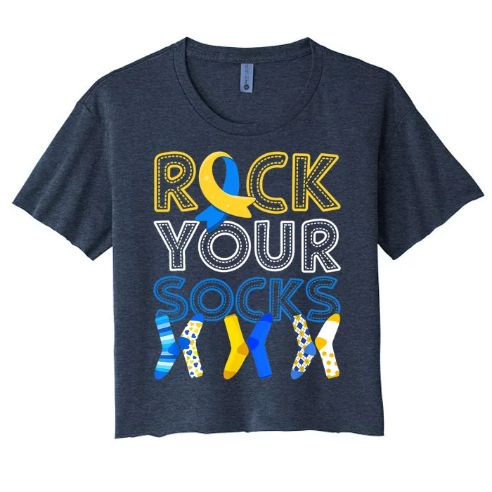 Rock Your Socks Down Syndrome Awareness Women's Crop Top Tee