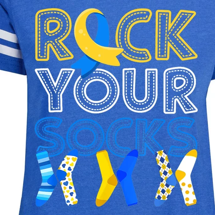 Rock Your Socks Down Syndrome Awareness Enza Ladies Jersey Football T-Shirt