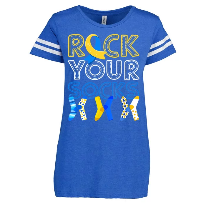 Rock Your Socks Down Syndrome Awareness Enza Ladies Jersey Football T-Shirt